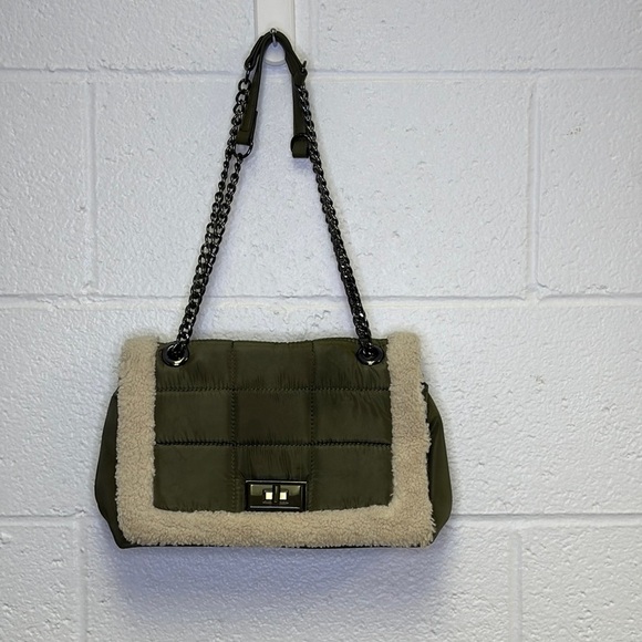 INC International Concepts Handbags - INC International Concepts Green and Cream Quilted Shoulder Bag
